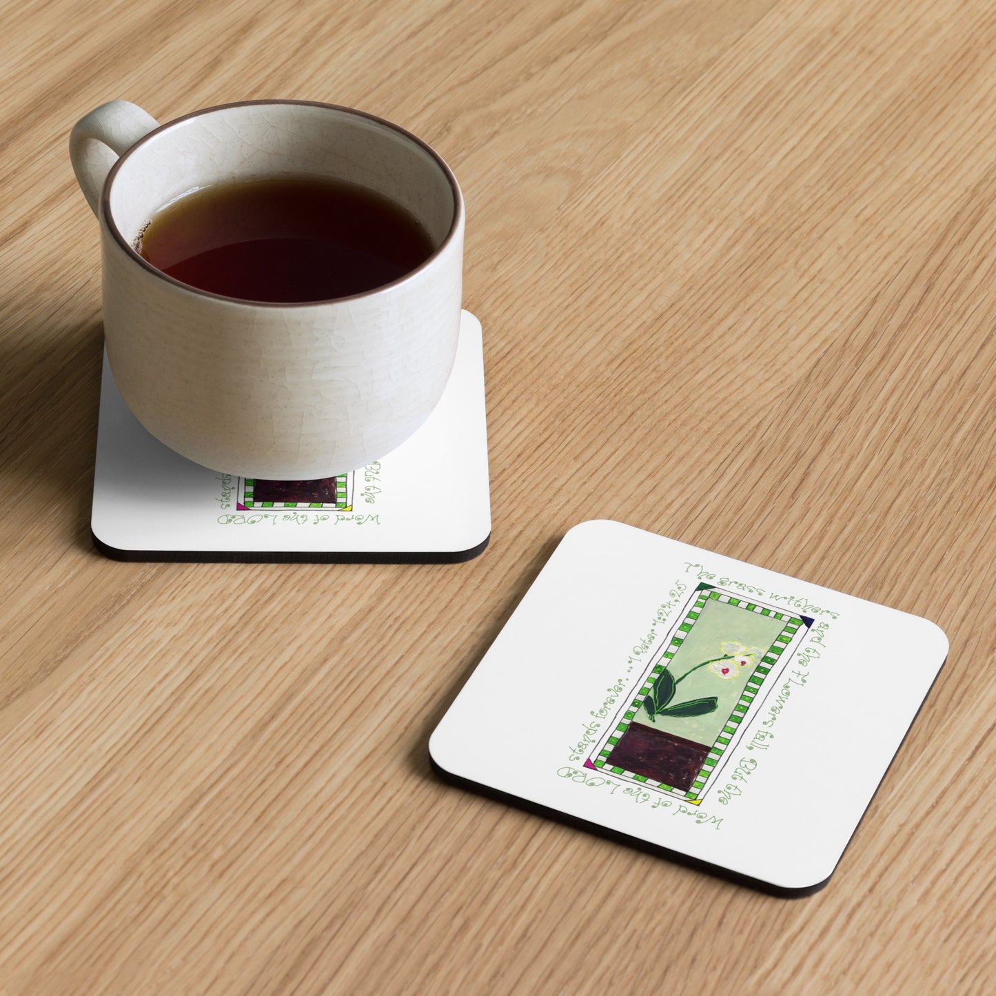 Lively Green - White Orchid Coaster