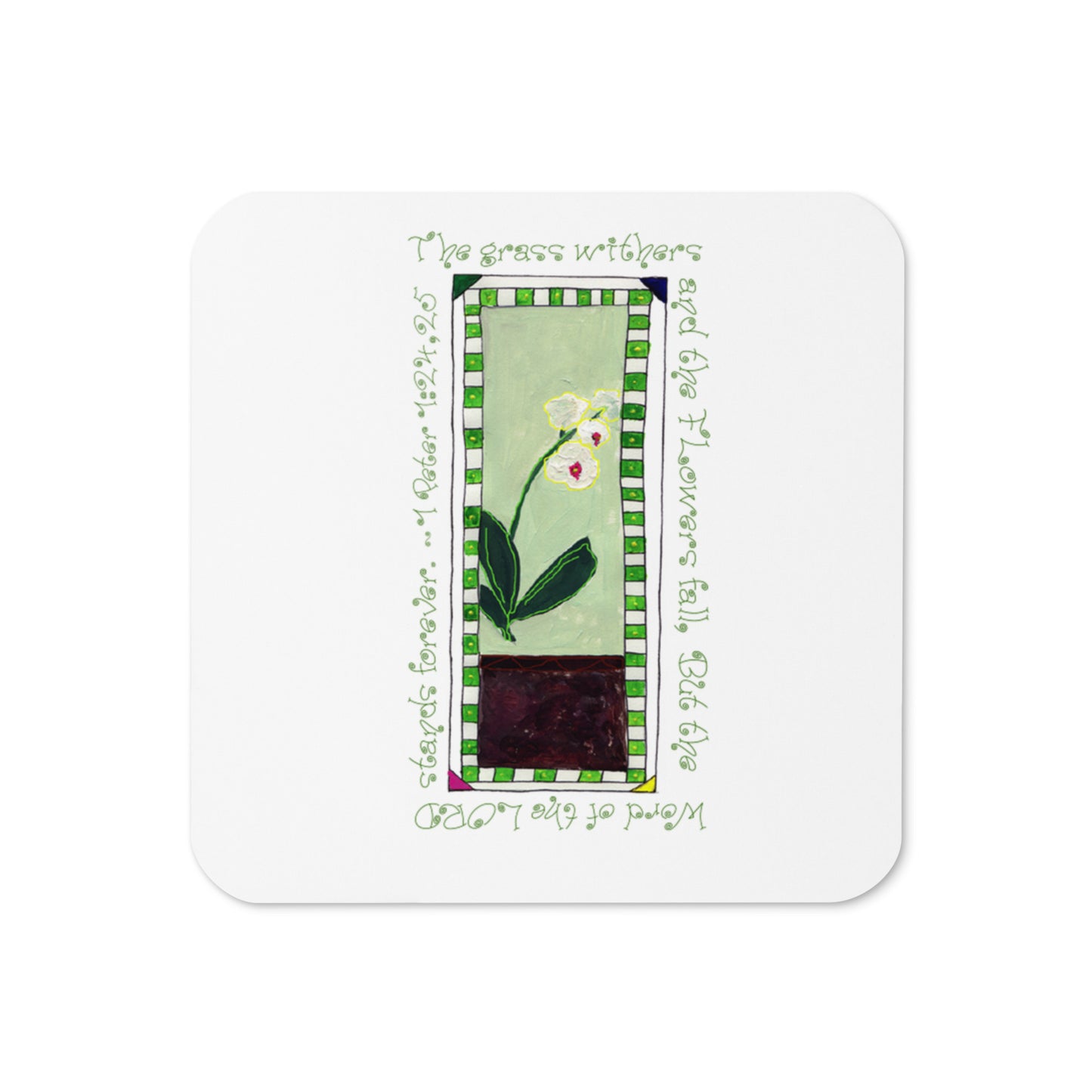 Lively Green - White Orchid Coaster