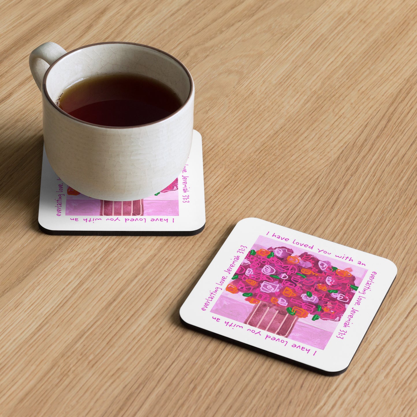 Bright Pink - Stripe Coaster