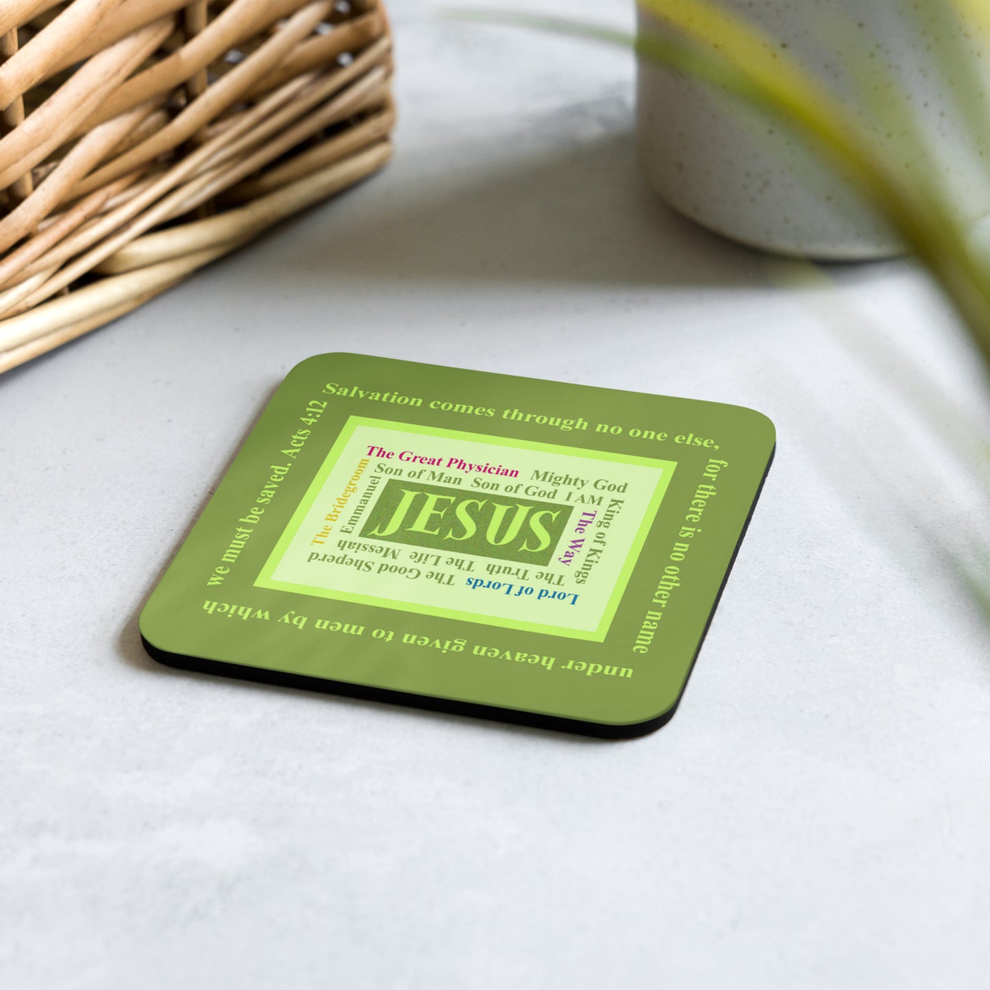 Lively Green - Names of Jesus Coaster