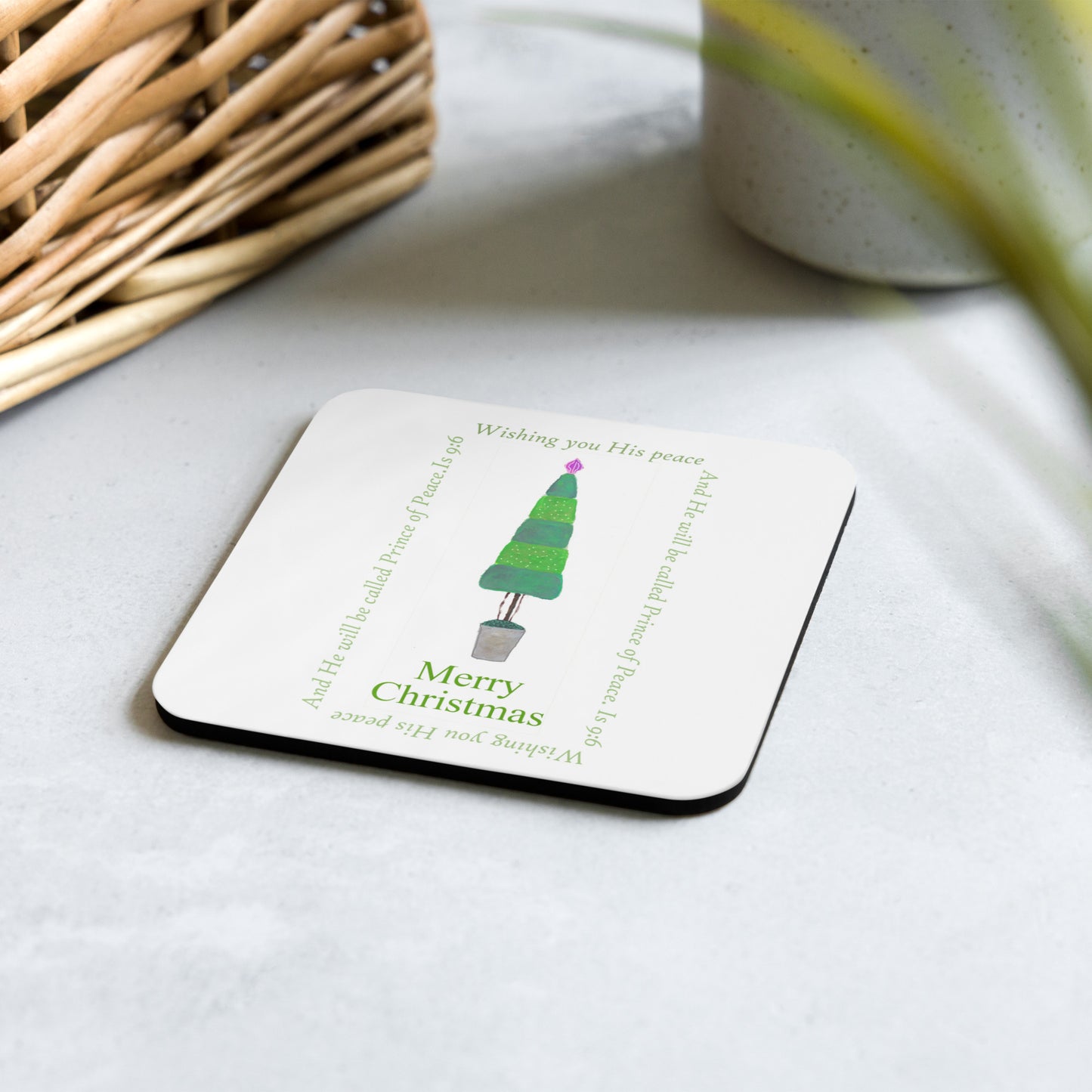 A Very Merry Christmas - Striped Tree Coaster