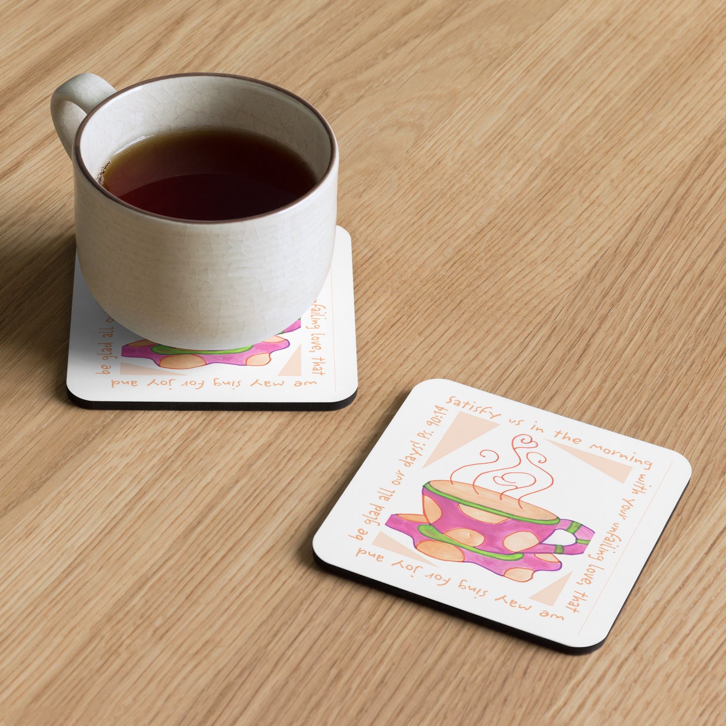 Vivid Orange - Pink Coffee Cup Coaster