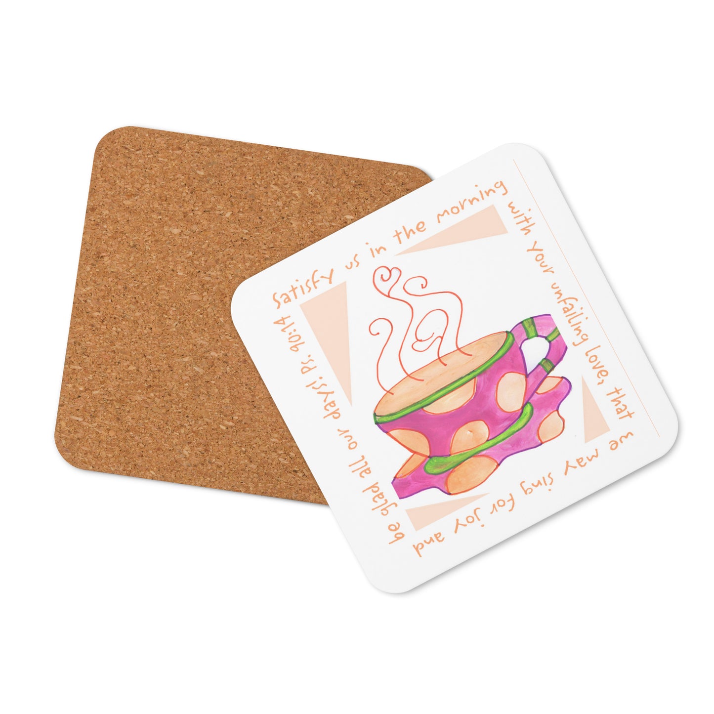 Vivid Orange - Pink Coffee Cup Coaster