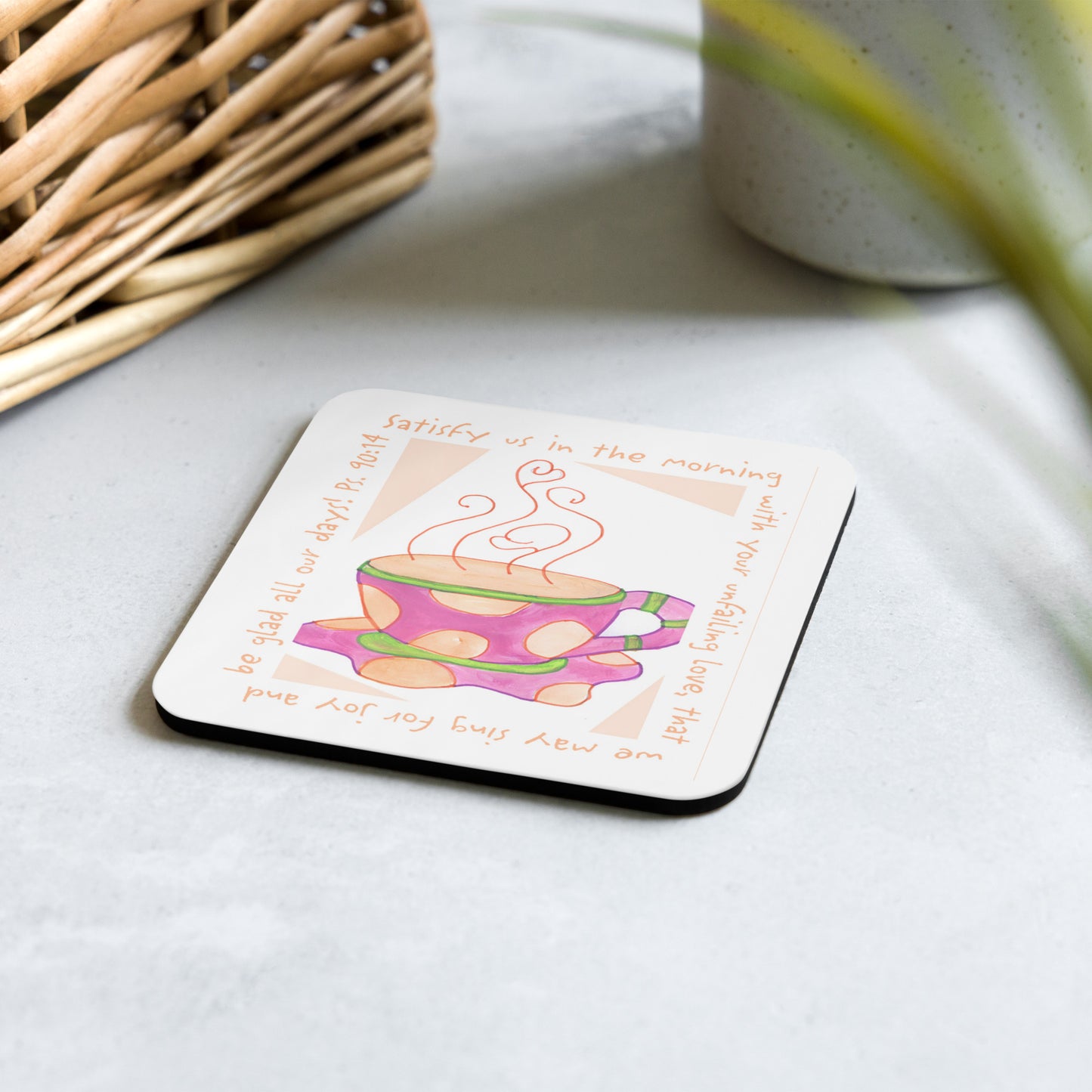 Vivid Orange - Pink Coffee Cup Coaster