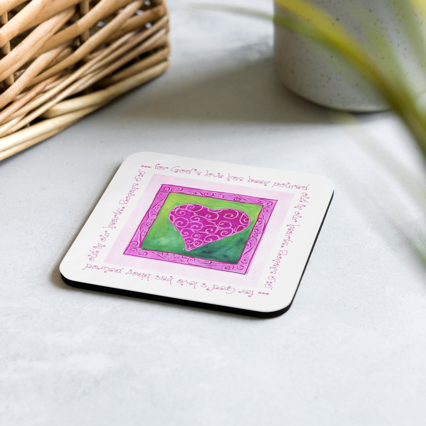 Bright Pink - Pink Heart Coaster