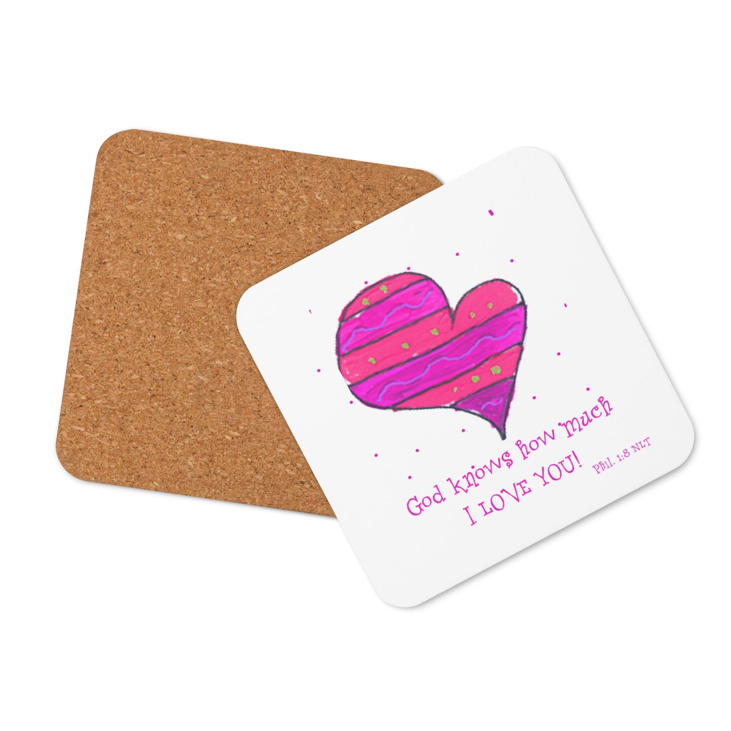 Bright Pink - Striped Heart Coaster