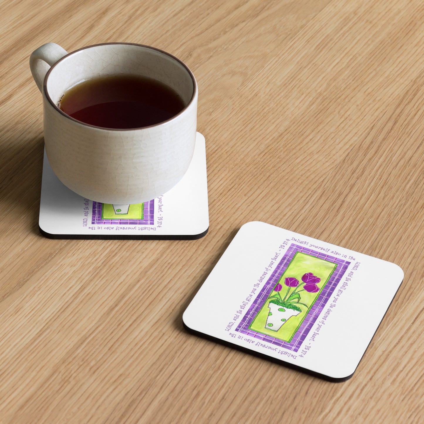 Lively Green - Purple and Green Tulip Coaster