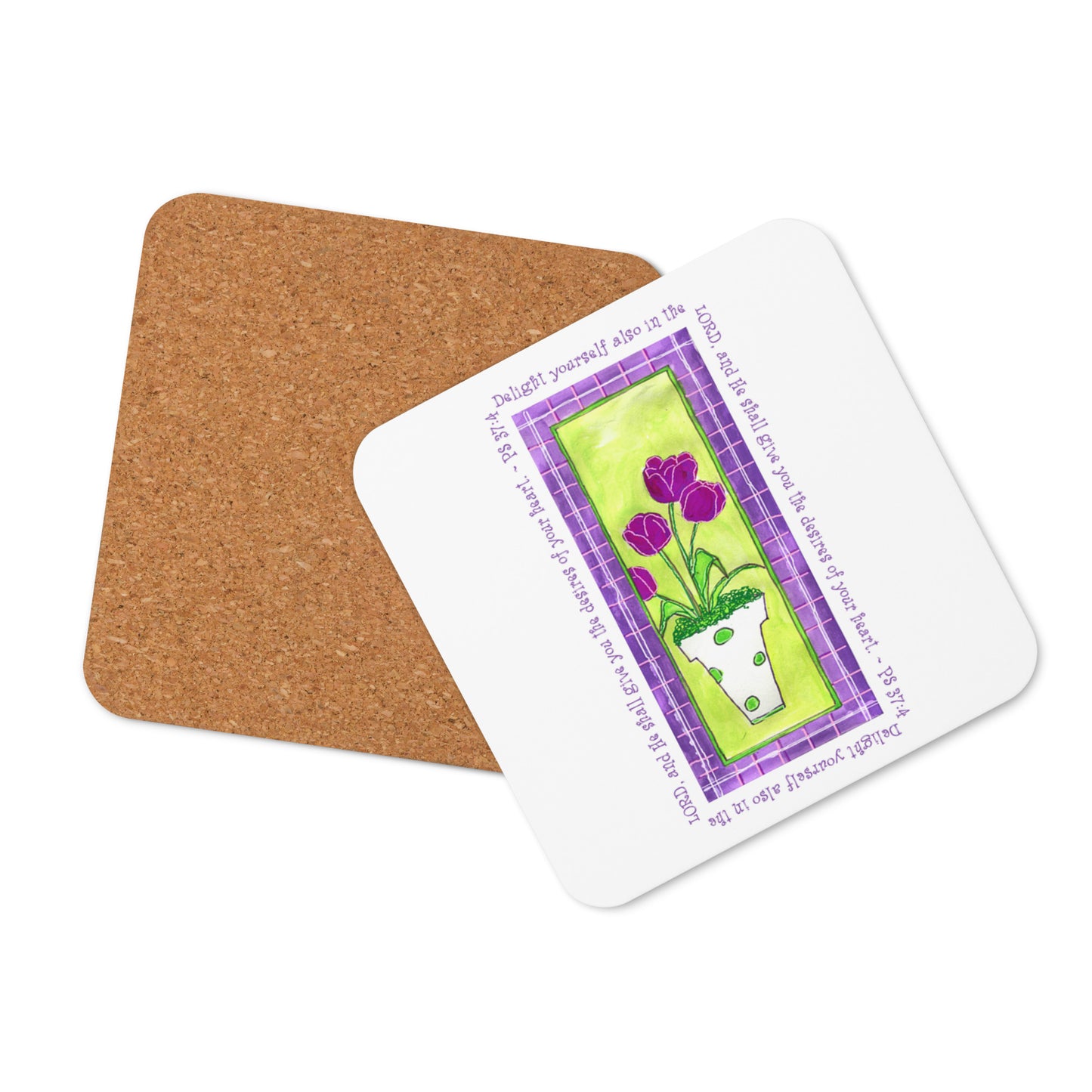 Lively Green - Purple and Green Tulip Coaster