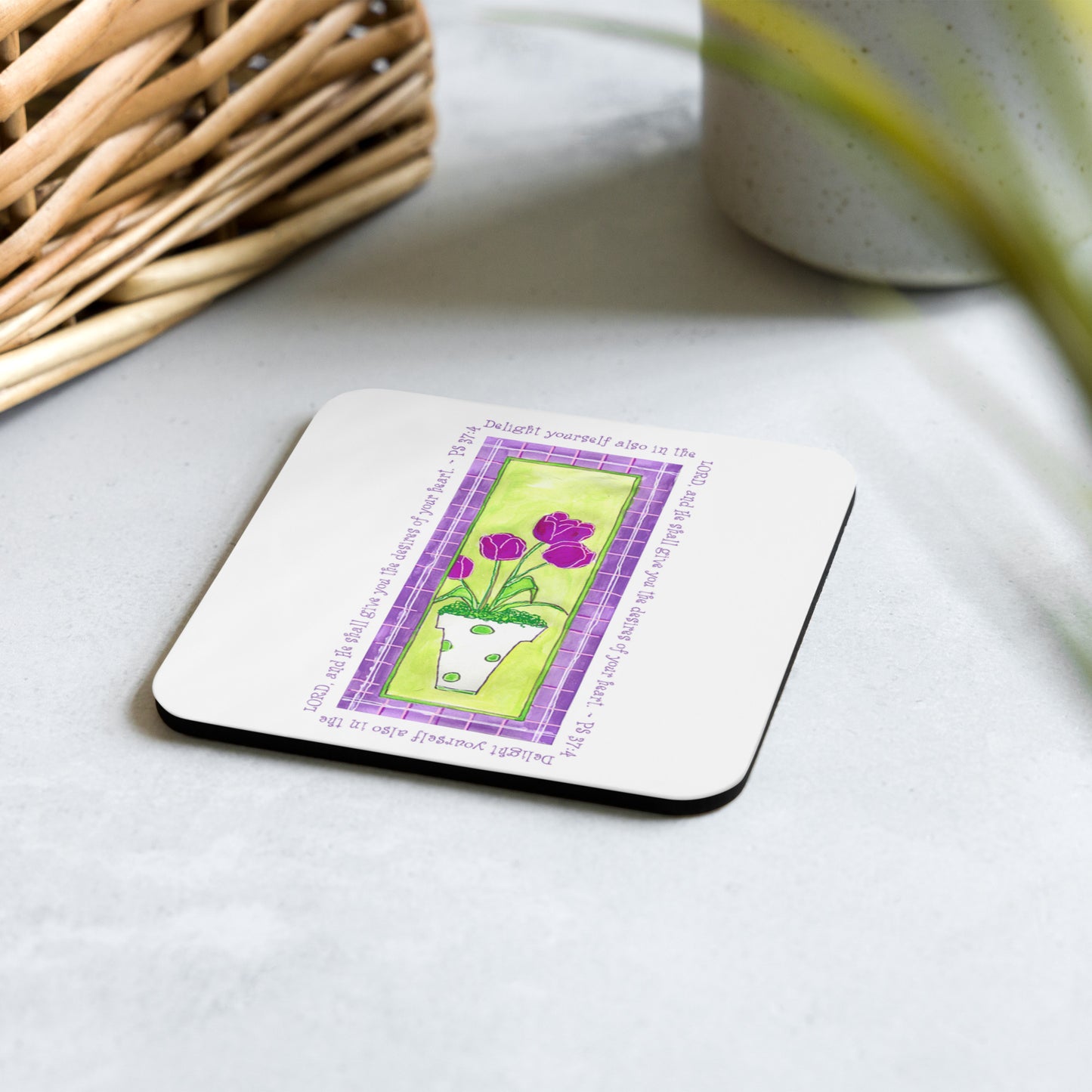 Lively Green - Purple and Green Tulip Coaster