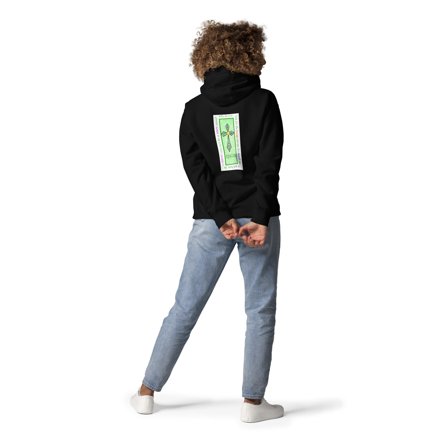 Lively Green - Jeweled Cross Sweatshirt Hoodie