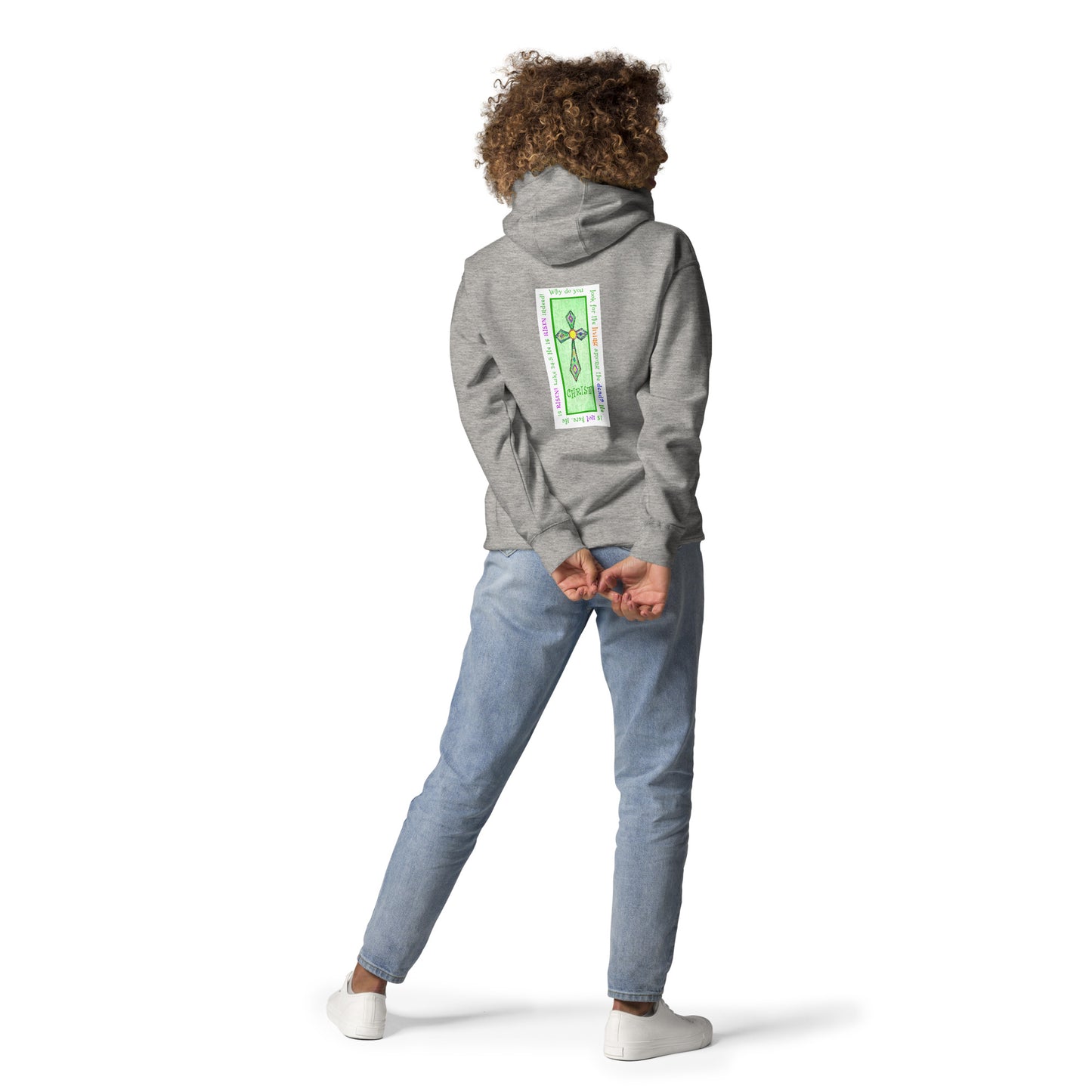 Lively Green - Jeweled Cross Sweatshirt Hoodie