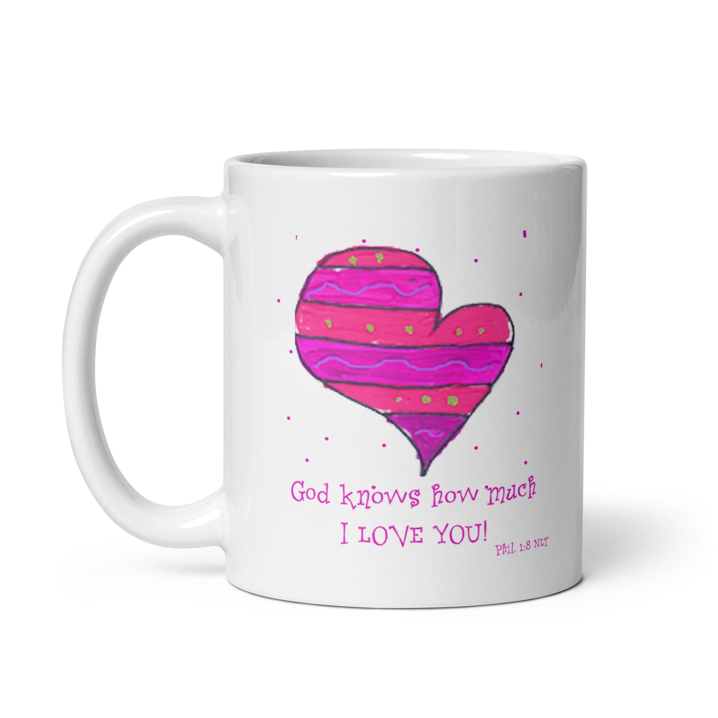 Bright Pink - Striped Heart Mug