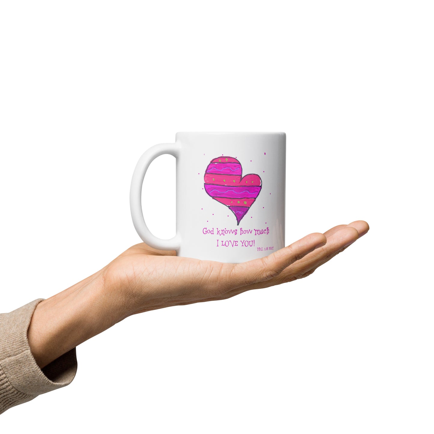 Bright Pink - Striped Heart Mug