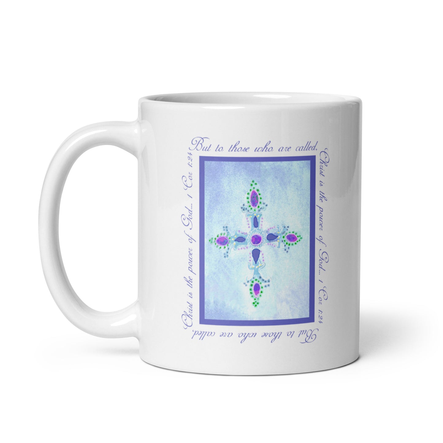 Heavenly Blue - Jeweled Cross Mug