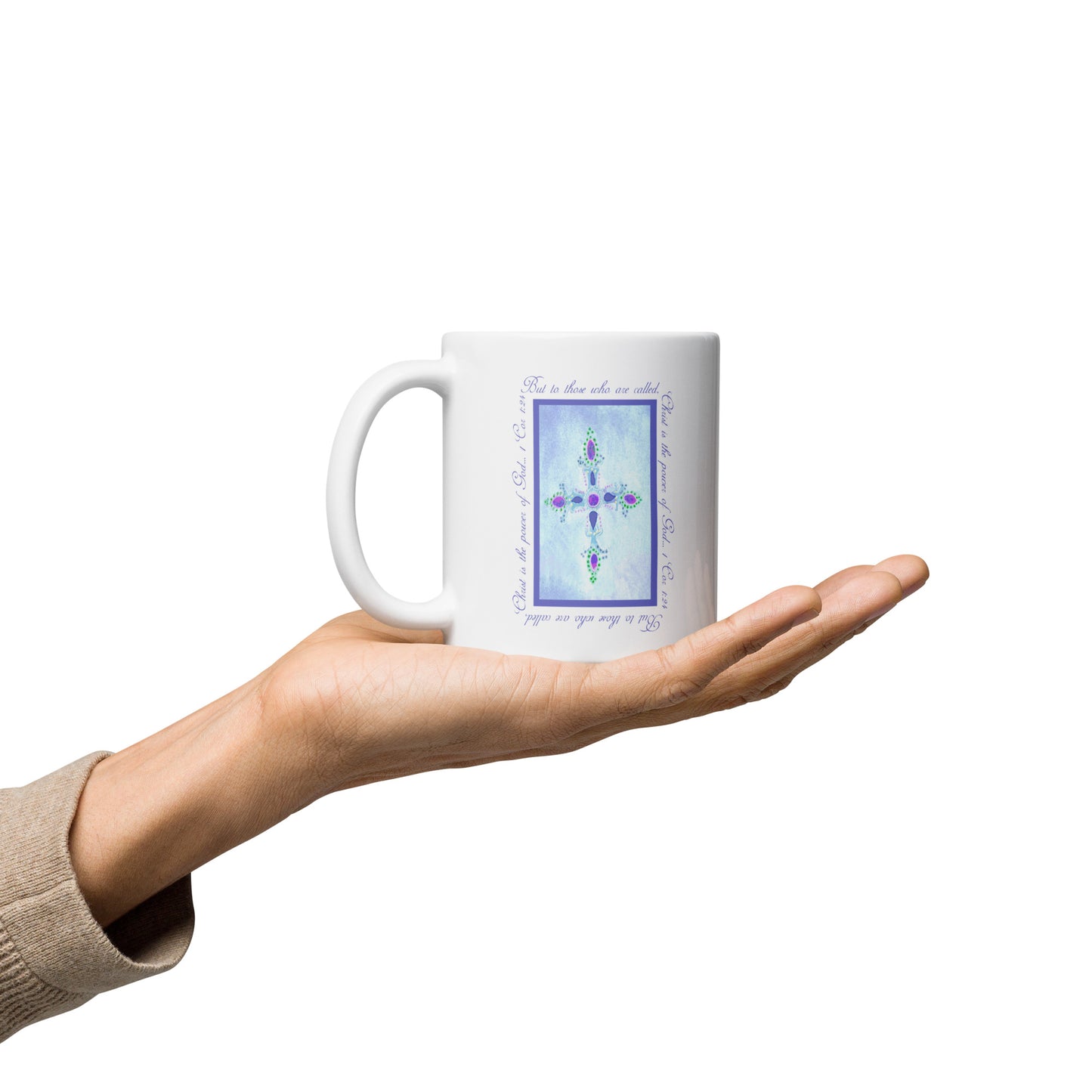 Heavenly Blue - Jeweled Cross Mug