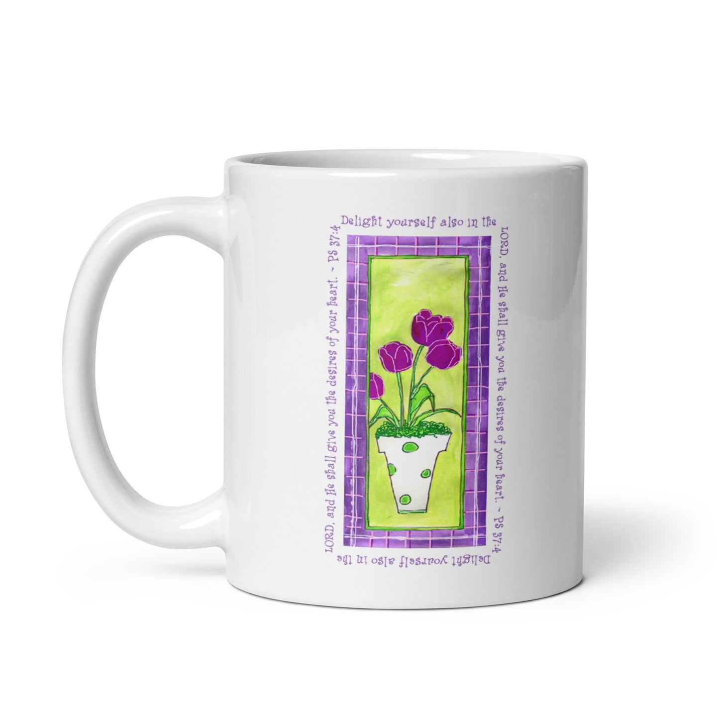 Lively Green - Purple and Green Tulip Mug