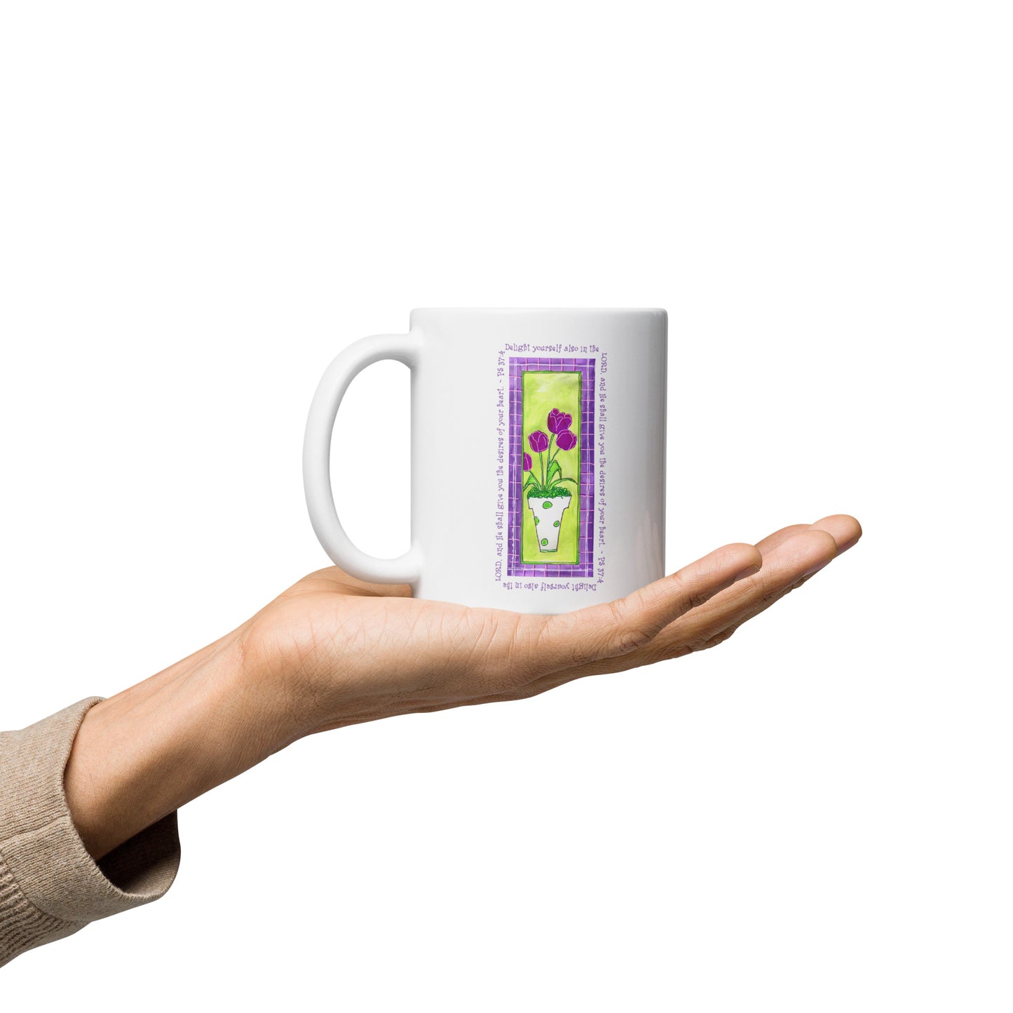 Lively Green - Purple and Green Tulip Mug