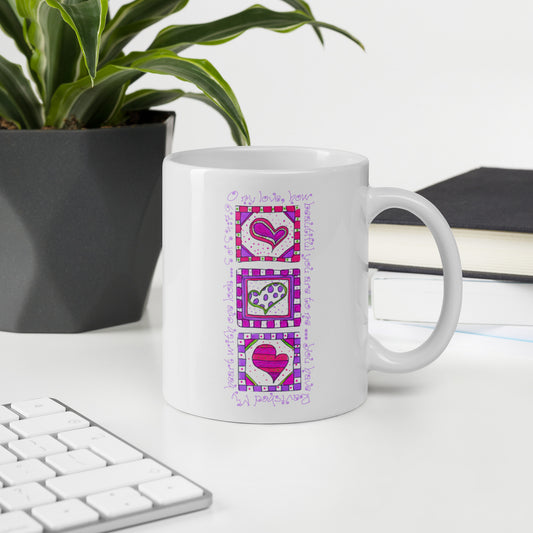 Bright Pink - Lots of Hearts Mug