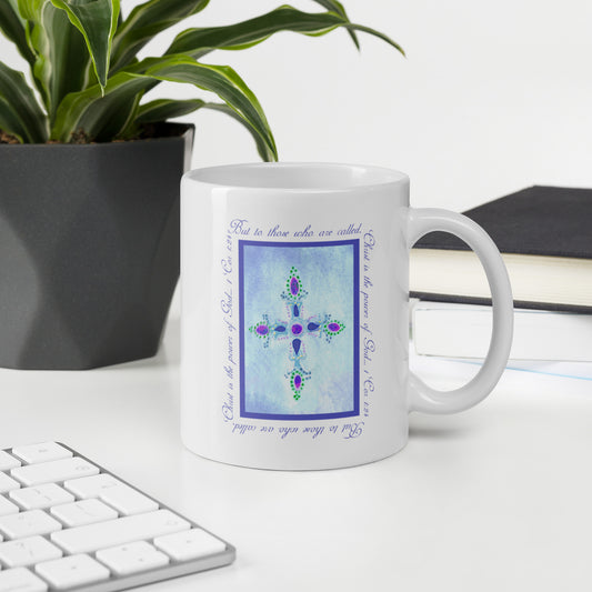 Heavenly Blue - Jeweled Cross Mug