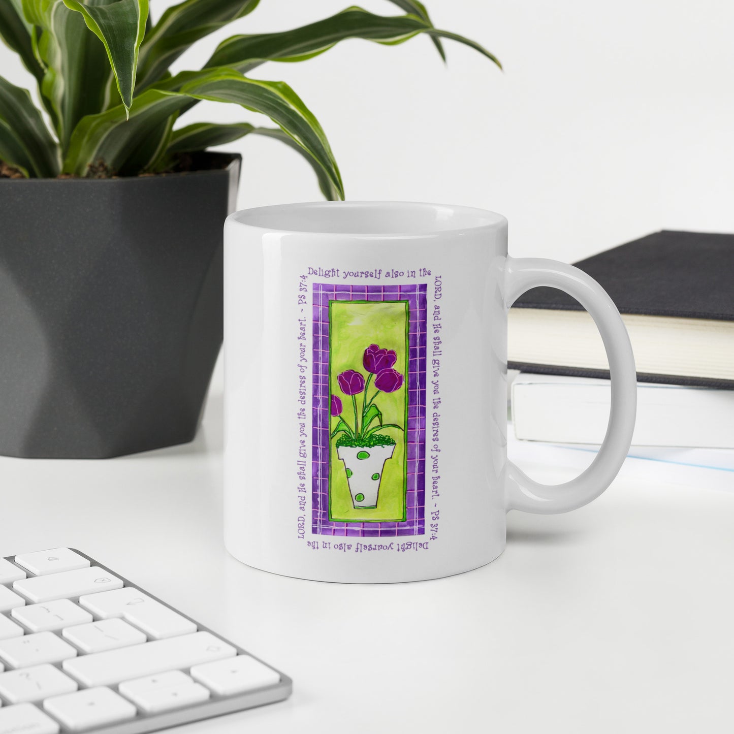 Lively Green - Purple and Green Tulip Mug