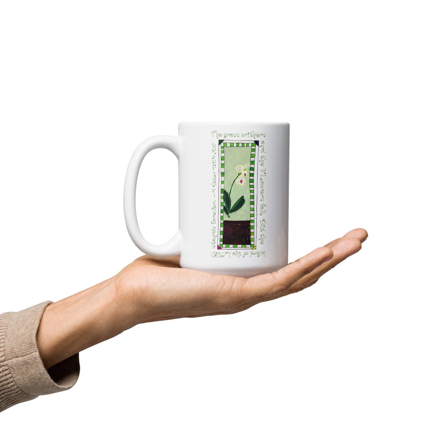 Lively Green - White Orchid Mug