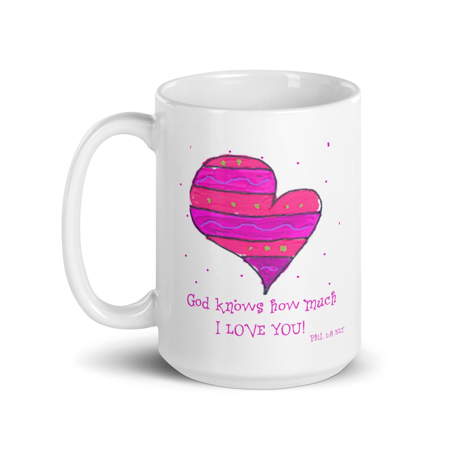 Bright Pink - Striped Heart Mug