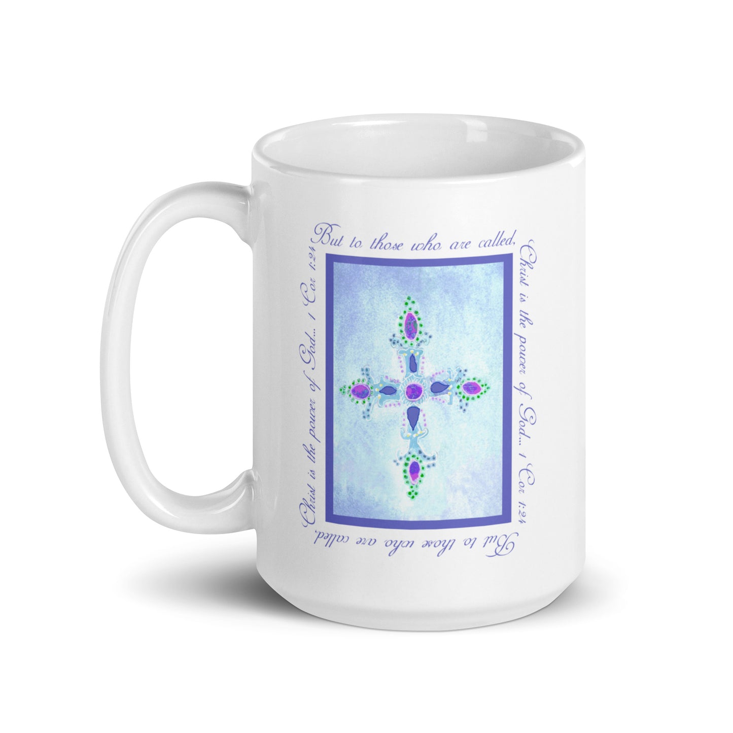 Heavenly Blue - Jeweled Cross Mug