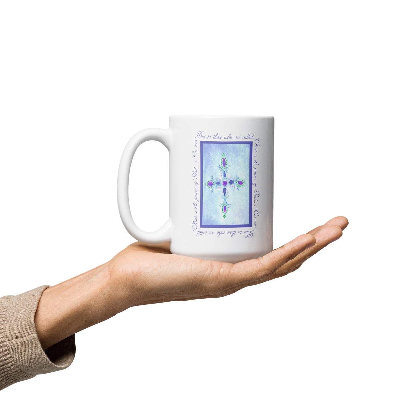 Heavenly Blue - Jeweled Cross Mug