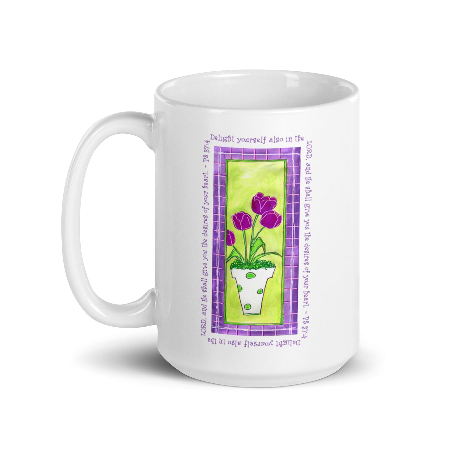 Lively Green - Purple and Green Tulip Mug