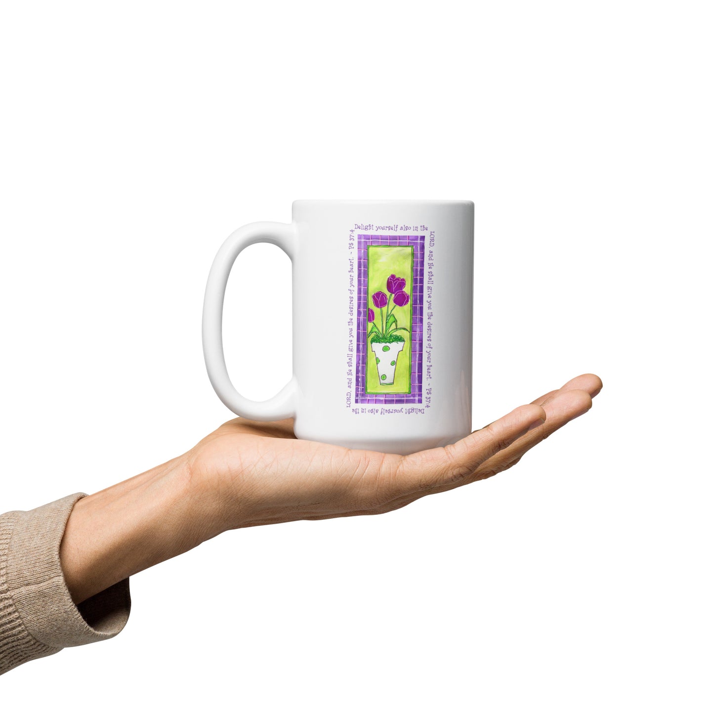 Lively Green - Purple and Green Tulip Mug