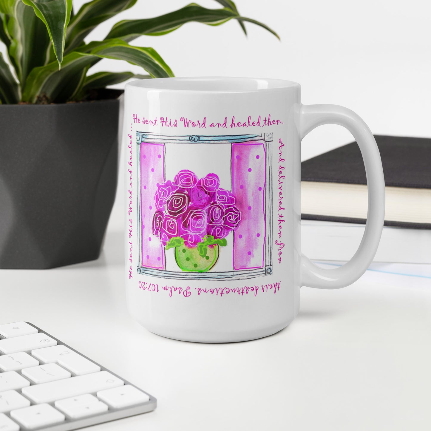 Bright Pink - Roses in a Bowl Mug