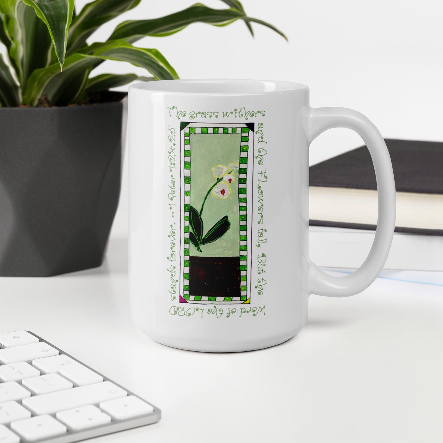 Lively Green - White Orchid Mug