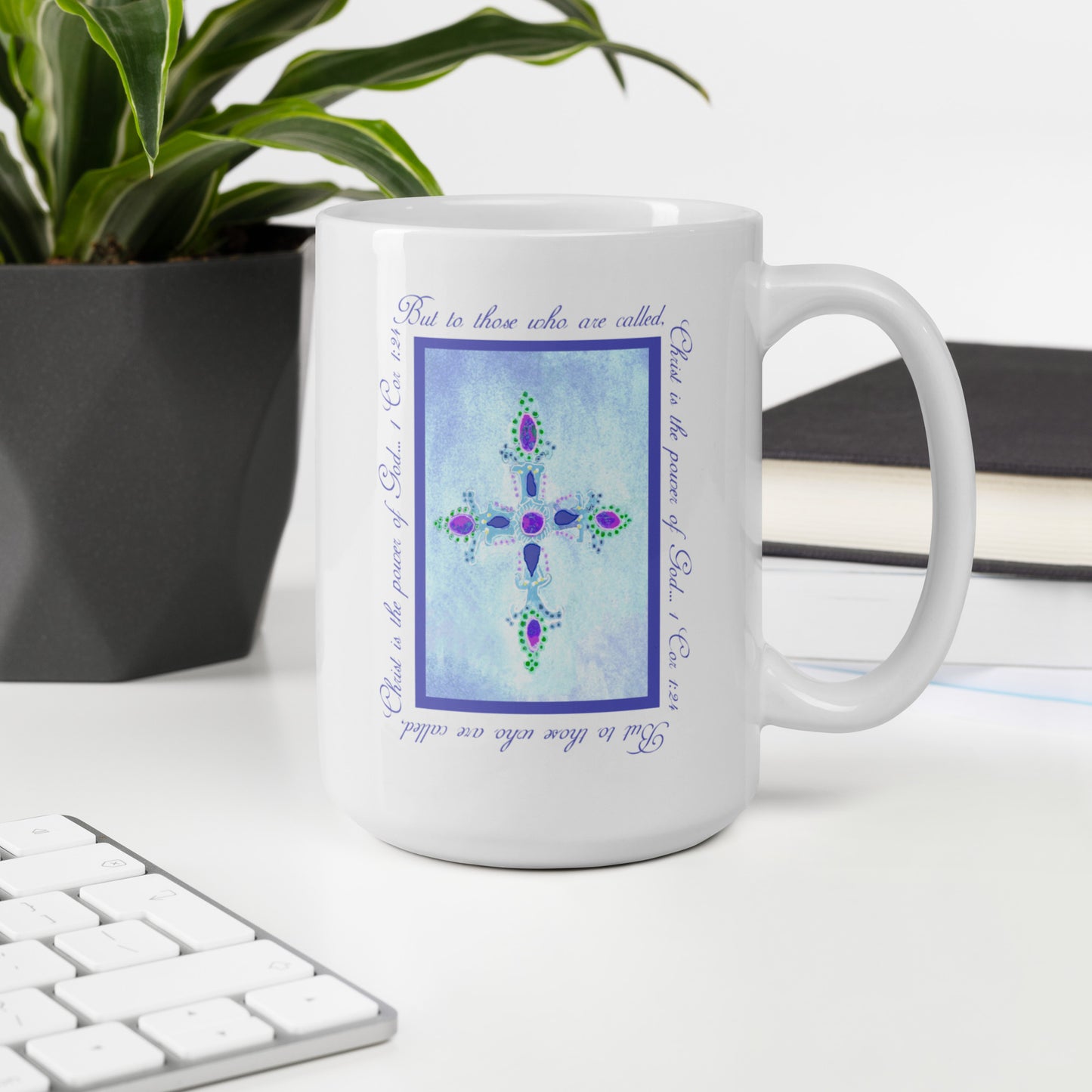 Heavenly Blue - Jeweled Cross Mug