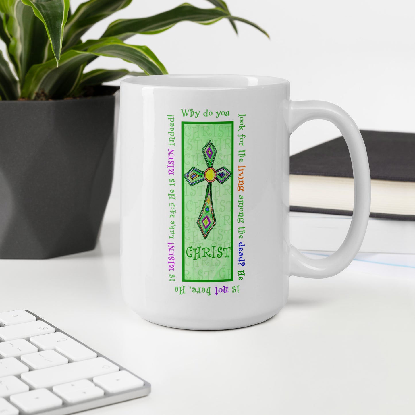 Lively Green - Jeweled Cross Mug