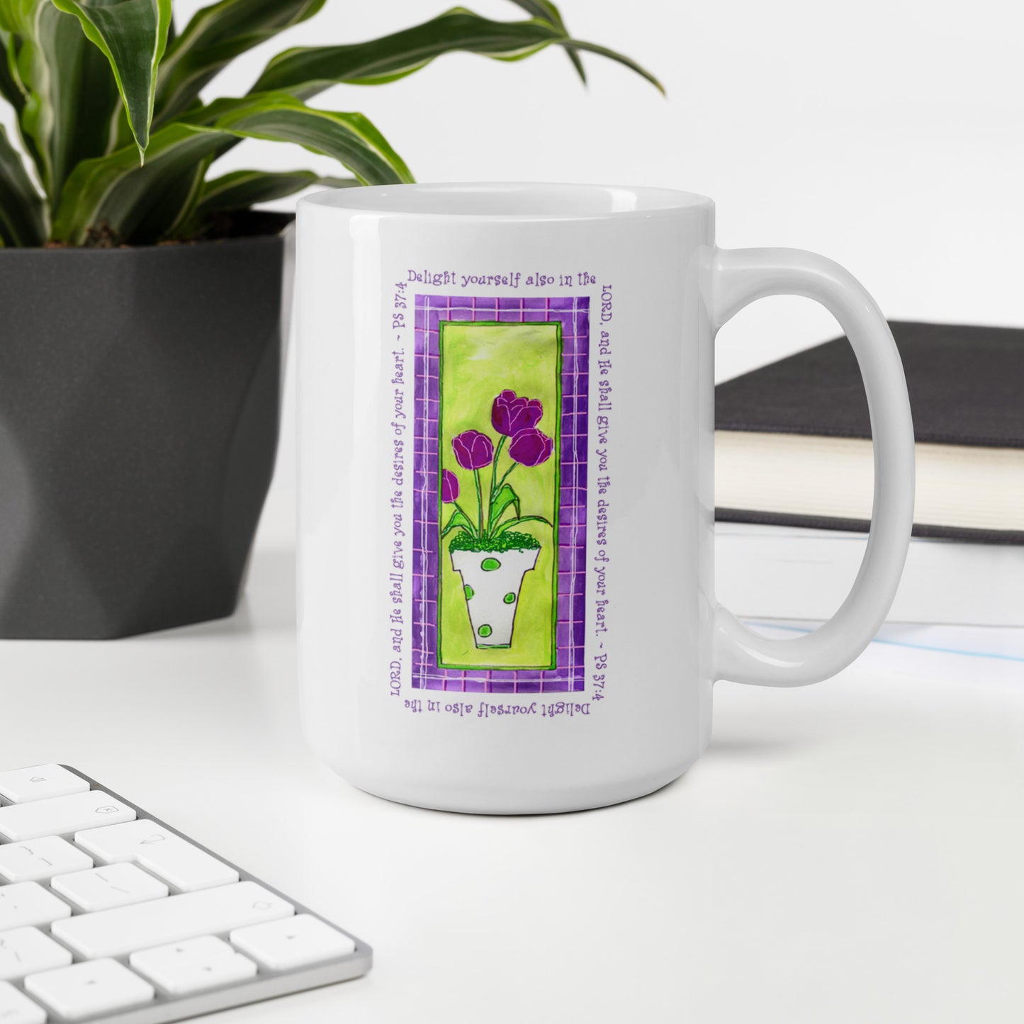 Lively Green - Purple and Green Tulip Mug