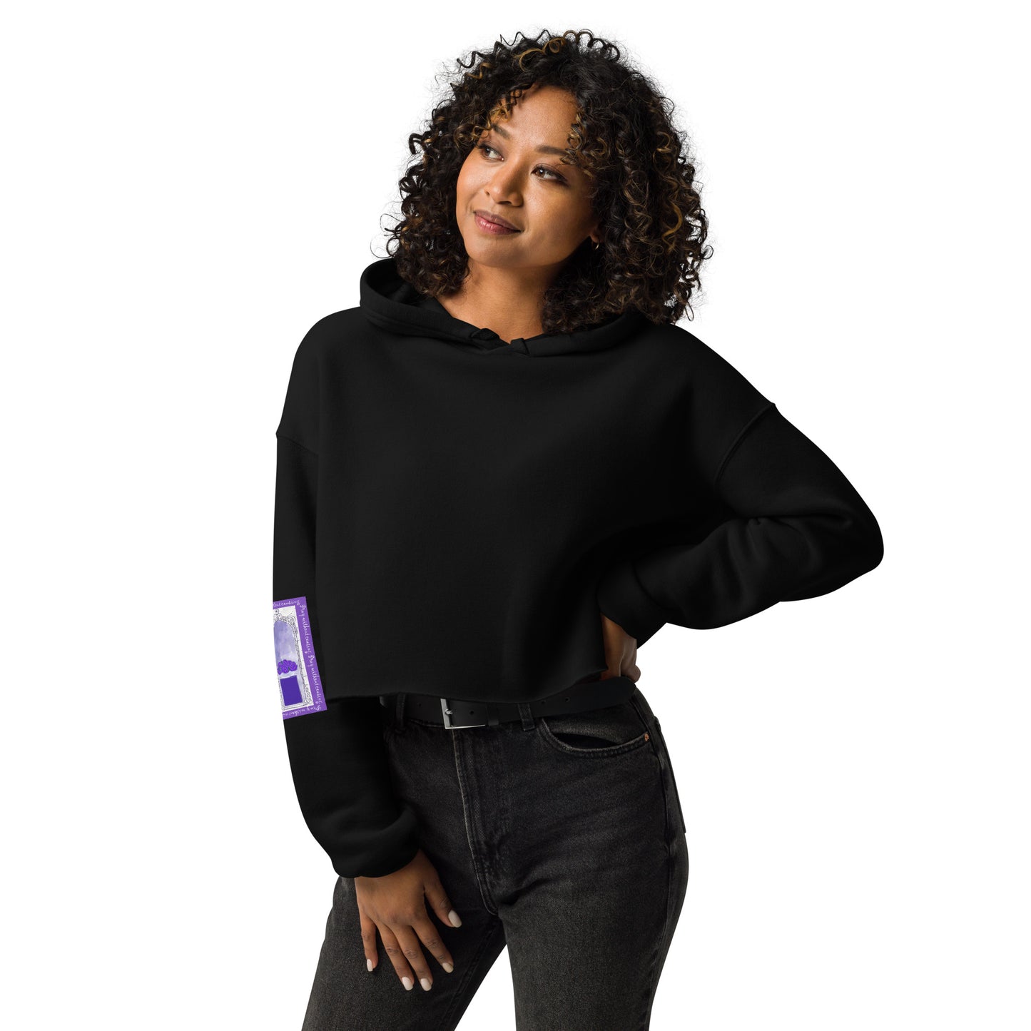 Deep Purple - Flowers in the Window Sweatshirt Crop Hoodie