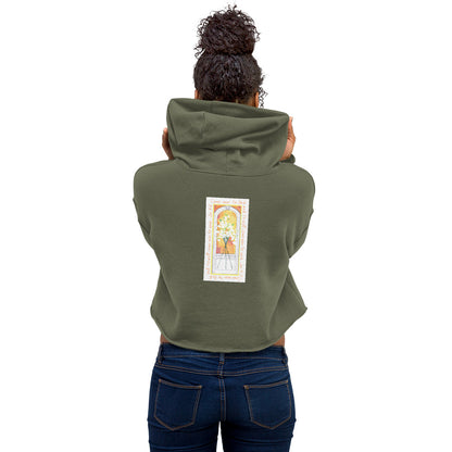 Vibrant Yellow - Flowers in the Window Sweatshirt Crop Hoodie