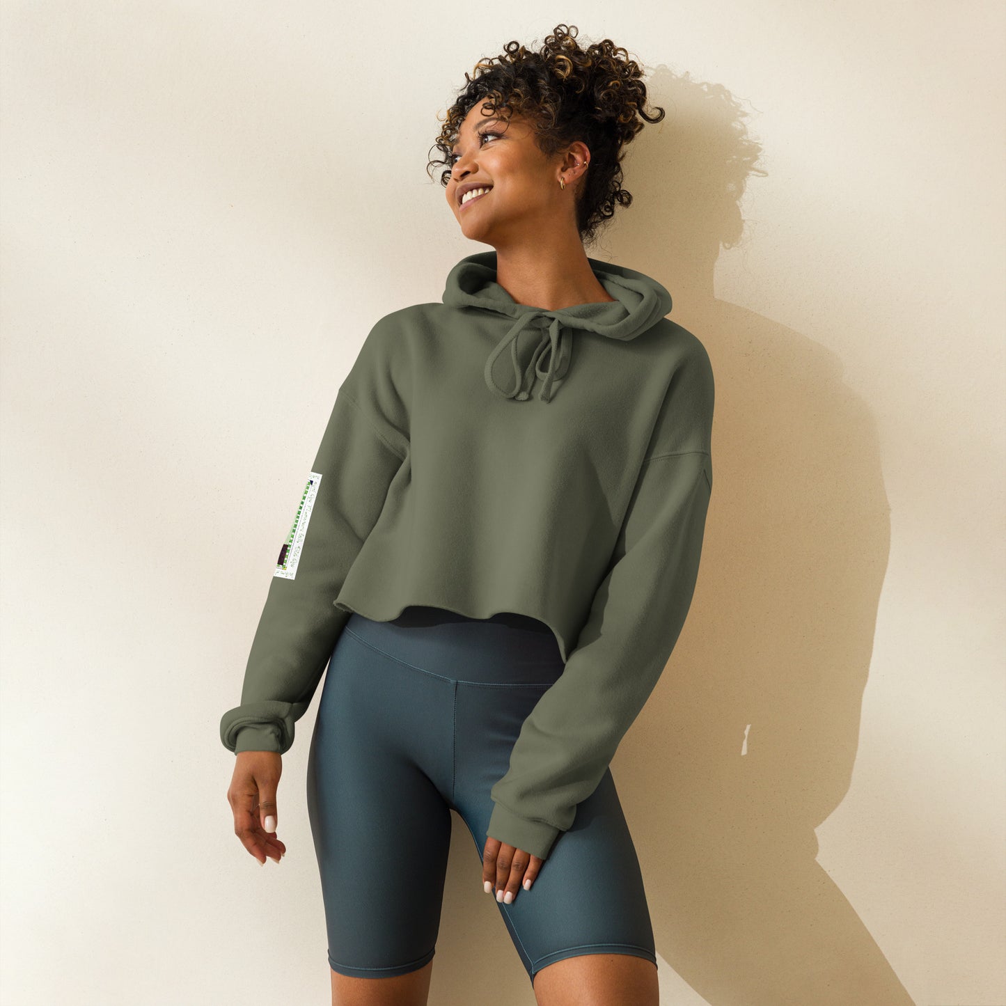 Lively Green - White Orchid Sweatshirt Crop Hoodie