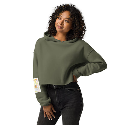 Vibrant Yellow - Flowers in the Window Sweatshirt Crop Hoodie