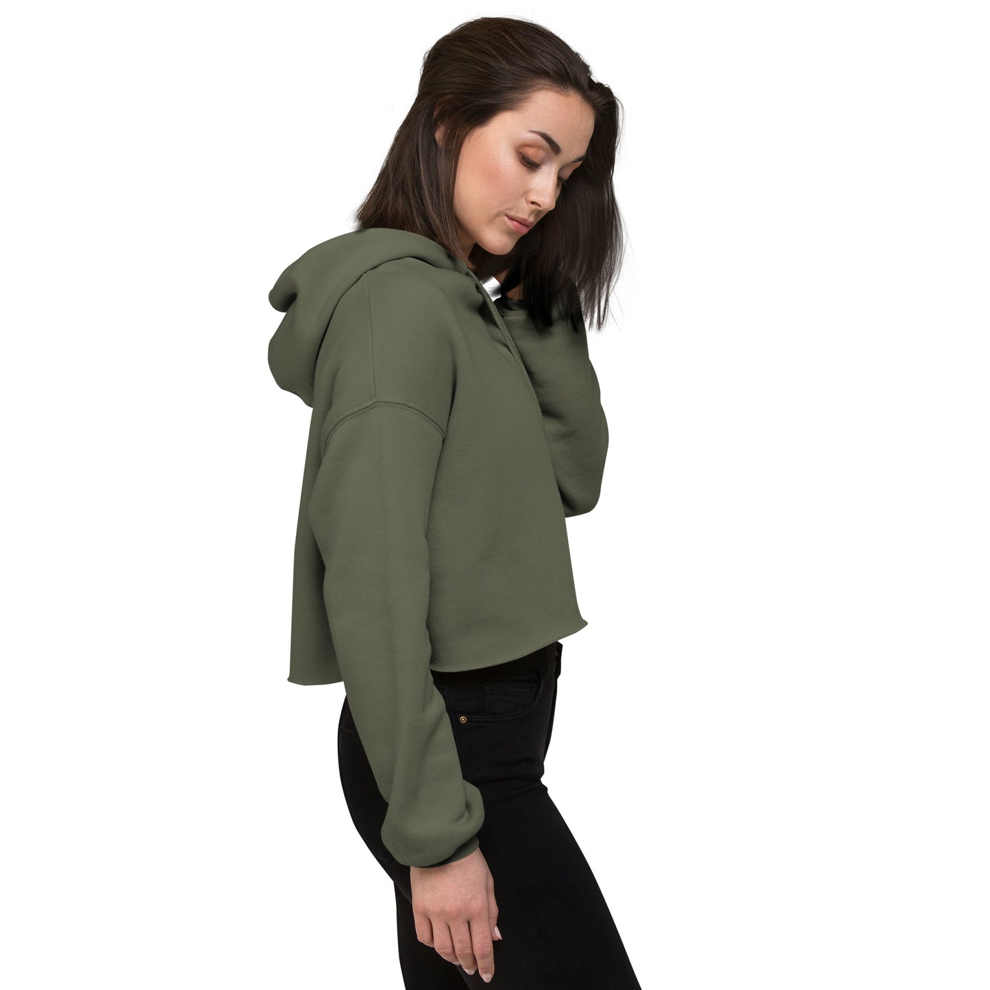 Lively Green - Jeweled Cross Sweatshirt Crop Hoodie