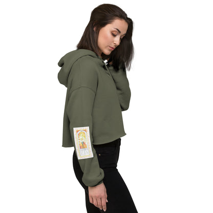 Vibrant Yellow - Flowers in the Window Sweatshirt Crop Hoodie