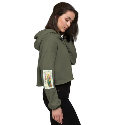 Vibrant Yellow - Roses Sweatshirt Crop Hoodie