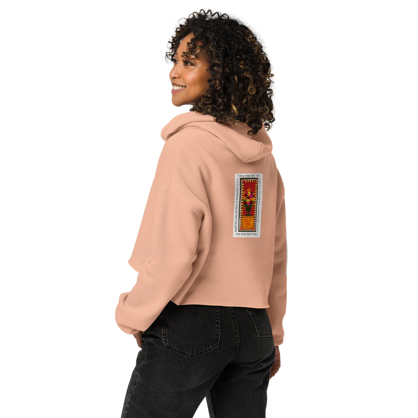 Vivid Orange - Abundant Flowers Sweatshirt Crop Hoodie