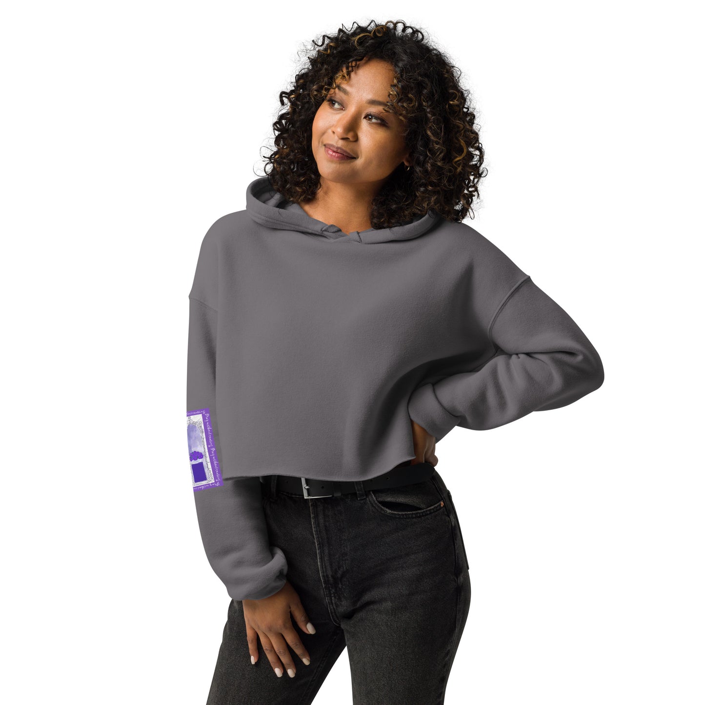 Deep Purple - Flowers in the Window Sweatshirt Crop Hoodie