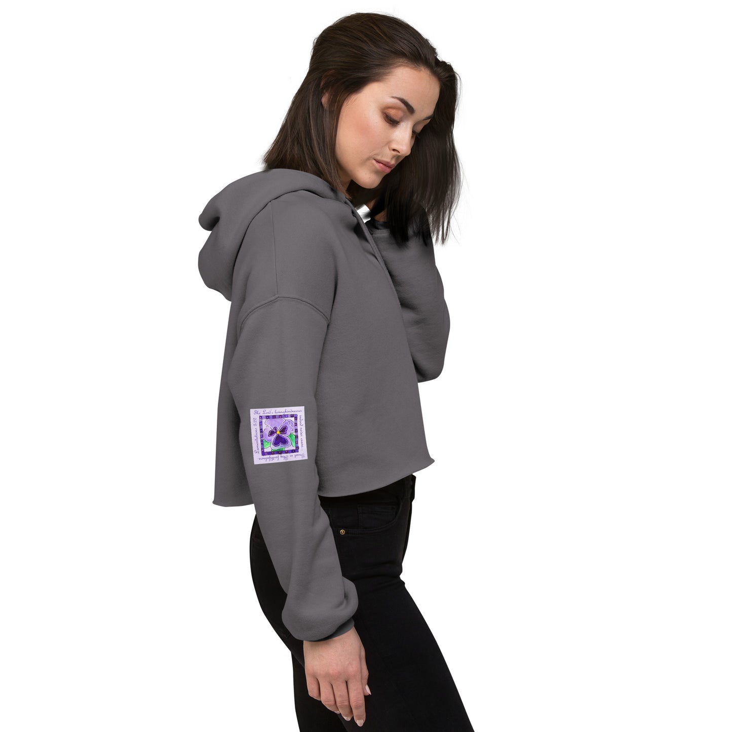 Deep Purple - Pansies Sweatshirt Crop Hoodie