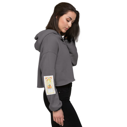 Vibrant Yellow - Flowers in the Window Sweatshirt Crop Hoodie