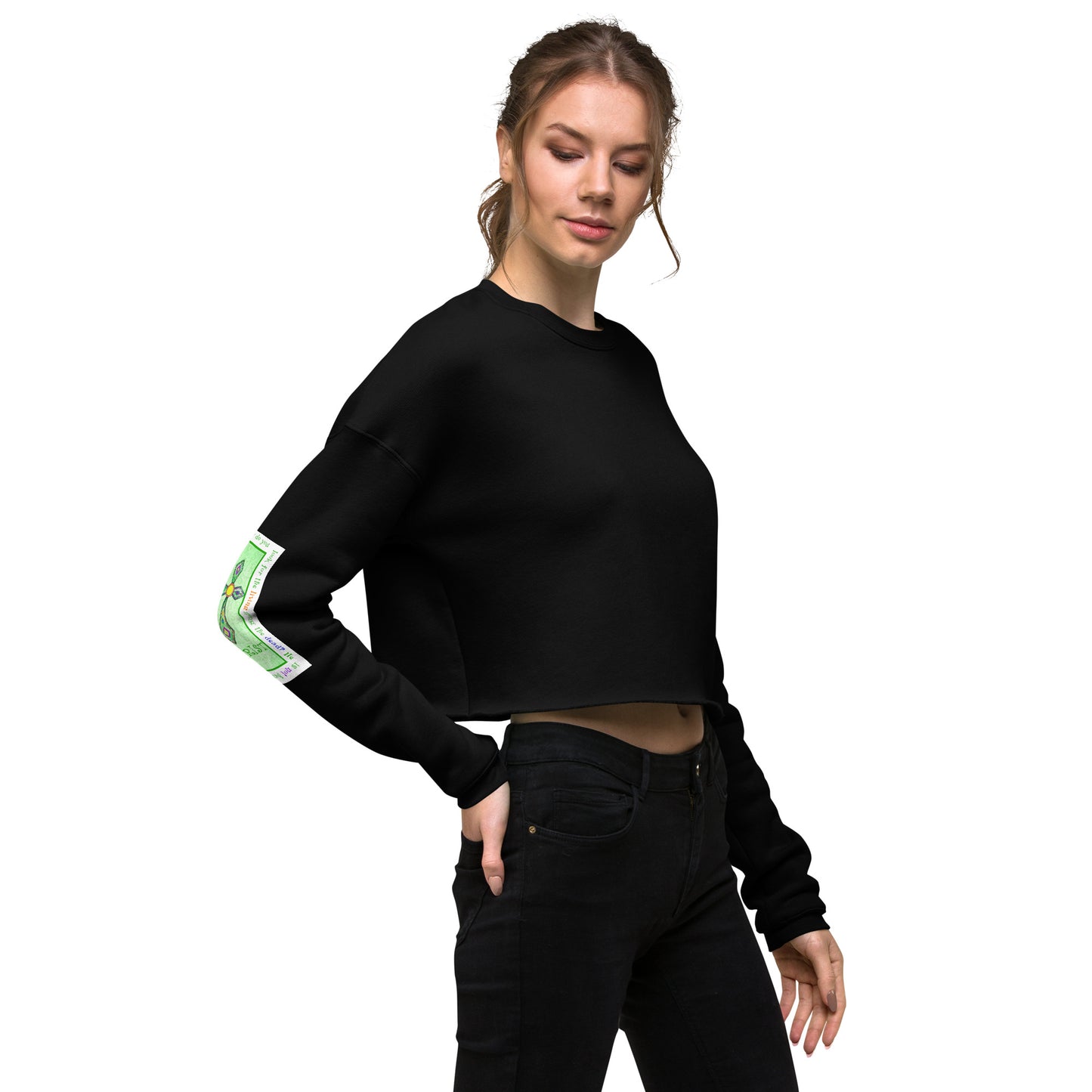 Lively Green - Jeweled Cross Sweatshirt Cropped