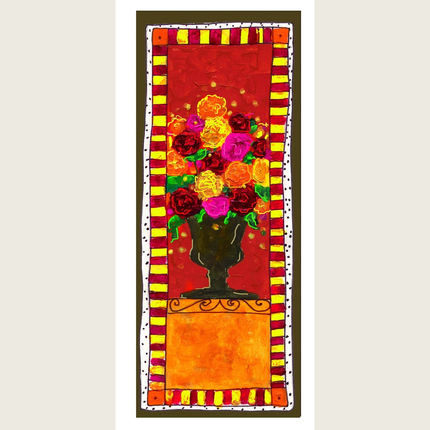 Vivid Orange - Abundant Flowers Note Card (Single Card)