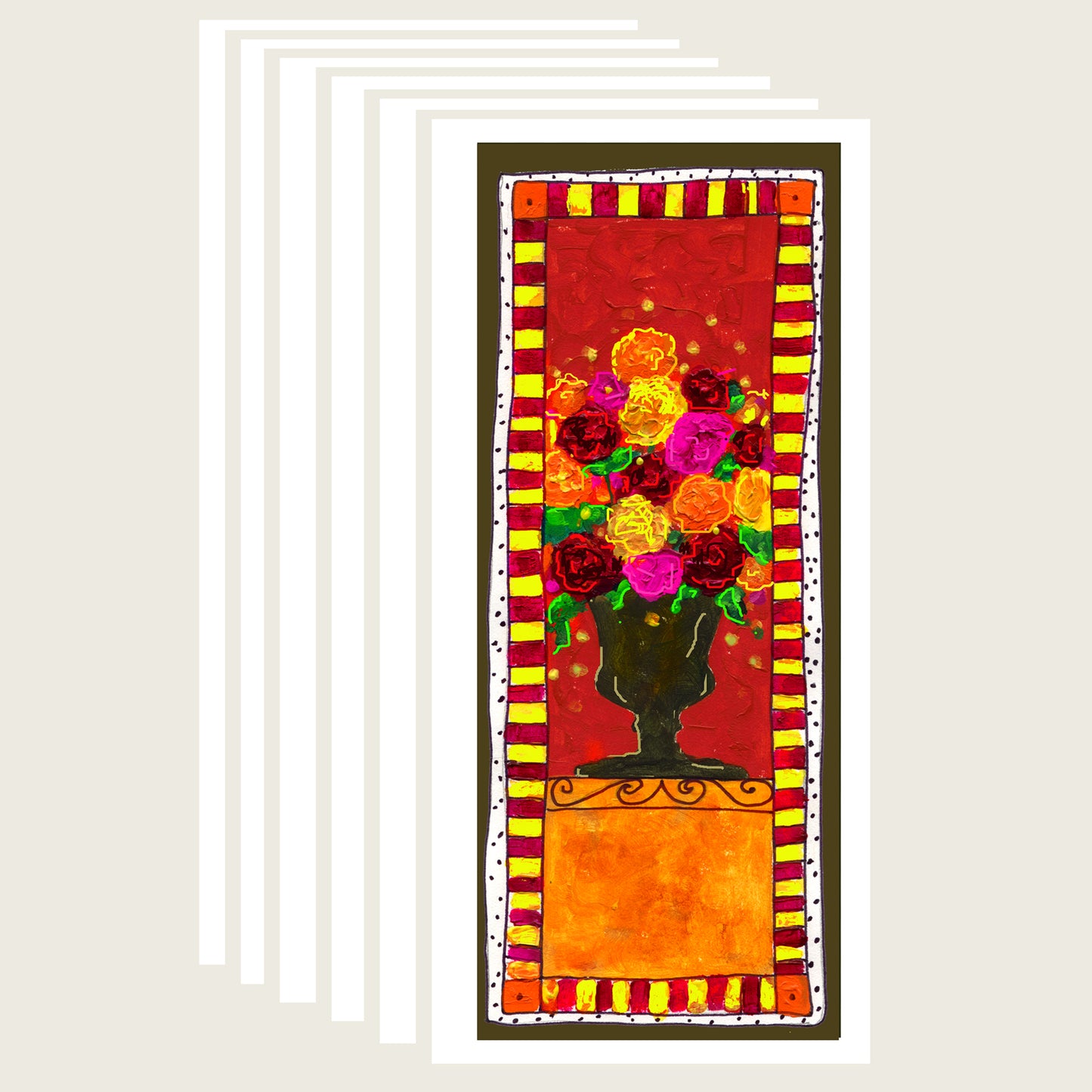 Vivid Orange - Abundant Flowers Note Card (Six Cards)