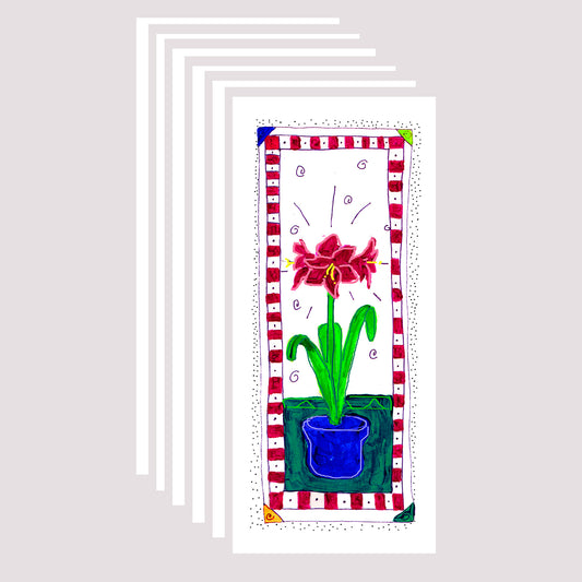 A Very Merry Christmas - Christmas Amaryllis Note Cards (Six Cards)